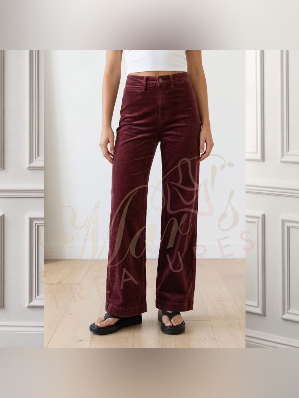 Madewell Burgundy Wide Leg Curdoruy Pants Sz 26